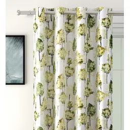 swayam Green Faux Silk Blackout 9 Feet Eyelet Curtain (Set of 2) image 2