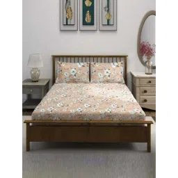 Swayam Ananda Beige Cotton 210 TC 120 GSM King Fitted Bedsheet With 2 Pillow Covers-picture-21