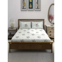 Swayam Ananda Beige Cotton 210 TC 120 GSM King Size Bedsheet With Pillow Cover-picture-39