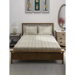 Swayam Ananda Brown Cotton 210 TC 120 GSM King Size Bedsheet With 2 Pillow Covers-picture-28