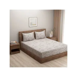 Swayam Ananda Floral Brown & Beige 200 TC Cotton King Bedsheet with 2 Pillow covers-picture-26