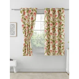 Swayam Blackout Eyelet Window Curtain - White With Pink Floral Print-picture-12