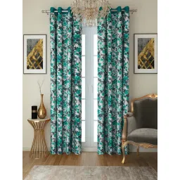 Swayam Blue 7 ft Eyelet Door Curtains - Set of 2 (7 Ft)-picture-22
