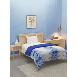 SWAYAM Blue & White Geometric Printed Cotton AC Room 120 GSM Dohar-picture-28