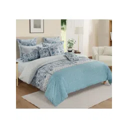 Swayam Blue Cotton Abstract King Bed Sheets 2 Pillow Covers-picture-10