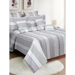 Swayam Blue Cotton Geometric King Bed Sheets 2 Pillow Covers-picture-12