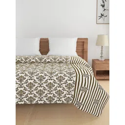 SWAYAM Brown & White Floral AC Room 150 GSM Double Bed Comforter-picture-18