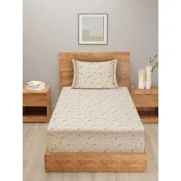 Swayam Brown Cotton Floral Single Bed Sheets 1 Pillow Cover image 2