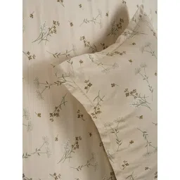 Swayam Brown Cotton Floral Single Bed Sheets 1 Pillow Cover image 3