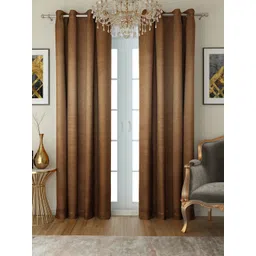 SWAYAM Brown Set of 2 Black Out Door Curtains-picture-35