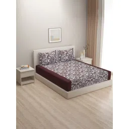 Swayam   Floral Brown & White 200 TC Cotton King Bedsheet with 2 Pillow Covers-picture-24