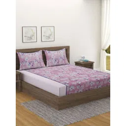 Swayam   Floral Pink & Grey 144 TC Cotton King Bedsheet with 2 Pillow Covers-picture-14