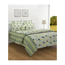 Swayam Green Cotton Floral King Bed Sheets 2 Pillow Covers-picture-15