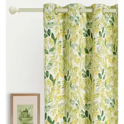 swayam Green Faux Silk Floral 5ft Blackout Eyelet 1 Pc Window Curtain-picture-13