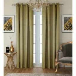 swayam Green Solid Faux Silk 9 Ft Blackout Eyelet Door Curtains (Set of 2)-picture-12