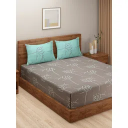 SWAYAM Grey An&a Abstract Print 210 TC Cotton Double Bedsheet Set-picture-34
