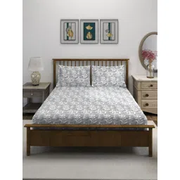 SWAYAM Grey & White 160 TC Queen Bedsheet with 2 Pillow Covers-picture-13