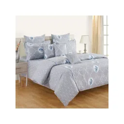 Swayam Grey Cotton Motif Double Bed Sheets 2 Pillow Covers-picture-17