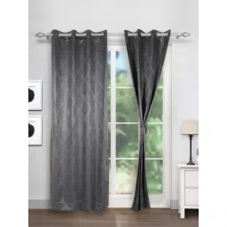 Swayam Grey Motif J&B Blackout Eyelet Long Door Curtain - Set of 1 (7 Ft)-picture-28