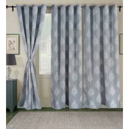 swayam Grey Polyester Blackout 9 Feet Eyelet Curtain (Set of 2)-picture-38