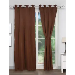 Swayam Micro Classic Eyelet Brown 100 GSM 7 ft. Door Curtain - Single Piece-picture-27