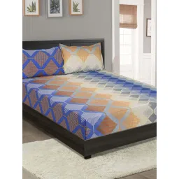 Swayam Multicolor Cotton 144 TC, 1 Double Fitted Bedsheet With 2 Pillow Cover-picture-10