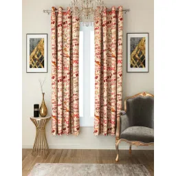 Swayam Multicolor Text Sigma Eyelet Door Curtain - Single Piece (7 Ft)-picture-40