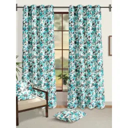 Swayam OMEGA Teal & White Polyester 180 TC 330 GSM Door Curtain - Set of 2-image-15