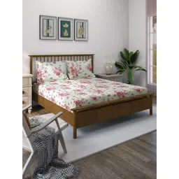 SWAYAM Pink & White Floral 160 TC King Bedsheet with 2 Pillow Covers-picture-18
