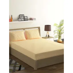 Swayam Printed Beige 144 TC Cotton Blend Double Bedsheet with 2 Pillow Covers-picture-16