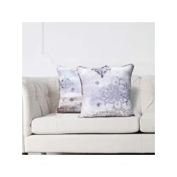Swayam Purple & White Cotton 160 TC Cushion Covers - Set of 2-picture-41