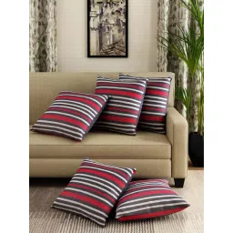 Swayam Red & White Cotton 30 cm x 30 cm Cushion Covers - Set of 5-picture-37