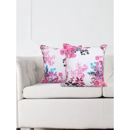 SWAYAM Set of 2 Printed 160 TC Pure Cotton White,Pink Ethnic Motif Cushion Cover-picture-44