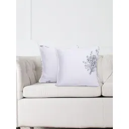 SWAYAM Set of 2 Printed 240 TC Pure Cotton Grey,White Floral Cushion Cover-picture-20