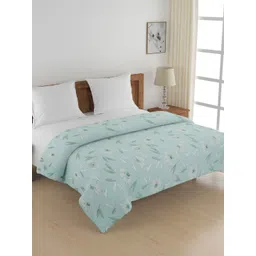 SWAYAM Teal & White Floral AC Room 150 GSM Cotton Double Bed Comforter-image-9