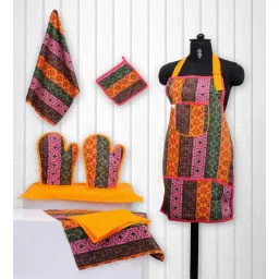 swayam Traditional Print Multicolor Cotton (Set of 8) Kitchen Linen Set-picture-39