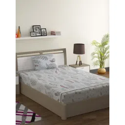 Swayam Veda Printed Off White 144 TC Cotton Single Bedsheet with 1 Pillow Cover-picture-13