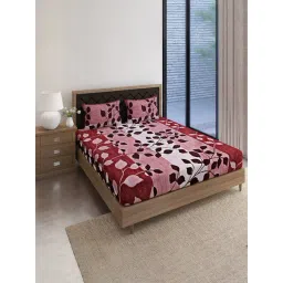 Swayam Vedic Floral Brown & Pink Cotton Double Bedsheet with 2 Pillow Covers-picture-20