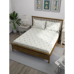 SWAYAM White & Brown Floral Printed Cotton 240 TC King Bedsheet Set-2.74 m x 2.74 m-picture-42