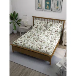 SWAYAM White & Green Floral Printed Cotton 240 TC King Bedsheet Set- 2.28 m x 2.74 m-picture-34