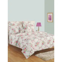 SWAYAM White & Pink Floral AC Room 150 GSM Double Bed Comforter-picture-10