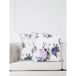 SWAYAM White & Pink Set of 2 Floral Square Cushion Covers-picture-34