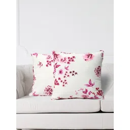 SWAYAM White & Pink Set of 2 Floral Square Cushion Covers-picture-31