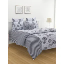 Swayam White Cotton Abstract Double Bed Sheets 2 Pillow Covers-picture-13