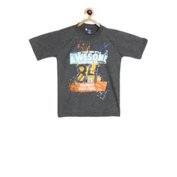SWEET ANGEL Boys Charcoal Grey Printed Round Neck T-shirt-picture-37