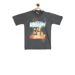 SWEET ANGEL Boys Charcoal Grey Printed Round Neck T-shirt-picture-36