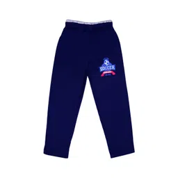 SWEET ANGEL Boys Navy Blue Solid Pure Cotton Relaxed-Fit Track Pants-picture-15