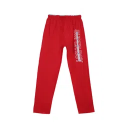 SWEET ANGEL Boys Red & White Super Boy Printed Straight-Fit Pure Cotton Track Pants-picture-31