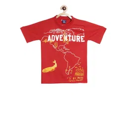 SWEET ANGEL Boys Red Printed Round Neck Pure Cotton T-shirt-picture-31