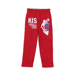 SWEET ANGEL Boys Red Solid Straight Fit Sustainable Track Pants-picture-26